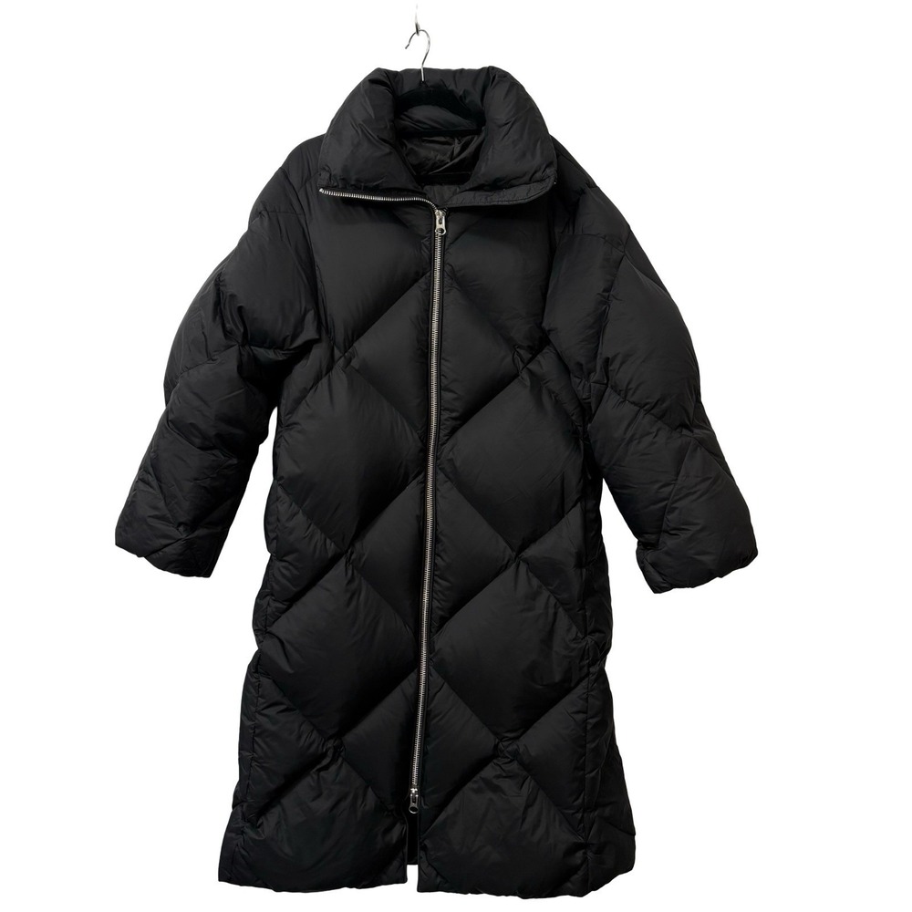 & Other Stories black long diamond-quilted puffer Down Jacket Size XS Women's